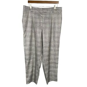 Loft Black Silver Shimmer Plaid Pull On Slim Pleated Ankle Pants XL Holiday Chic